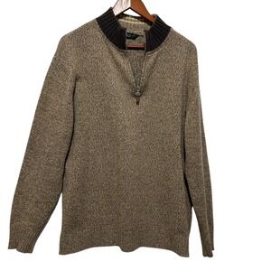 VTG Iceland Men‎ Quarter Zip Sweater XL Brown Wool Italy Made Minimalist Capsule